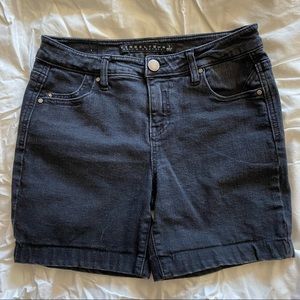 Tinseltown denim couture shorts. Faded black wash.